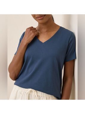 Pact Women's Dark Blue V-Neck Tee XXL Organic Cotton